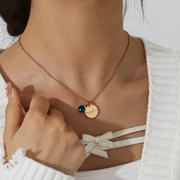 Personalized Birthstone Necklace For Women Best Christmas Gift Jewelry For Mother Handmade Engraved Name Necklaces For Baby Mom
