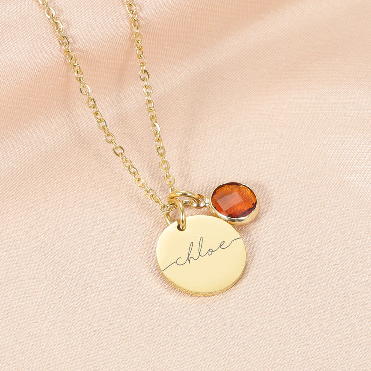 Personalized Birthstone Necklace For Women Best Christmas Gift Jewelry For Mother Handmade Engraved Name Necklaces For Baby Mom