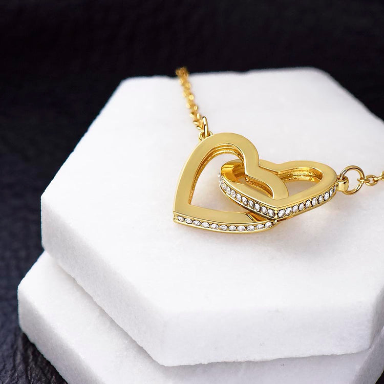 Personalised Interlocking Hearts Necklace with Red Rose Gold Silver Rose Gold