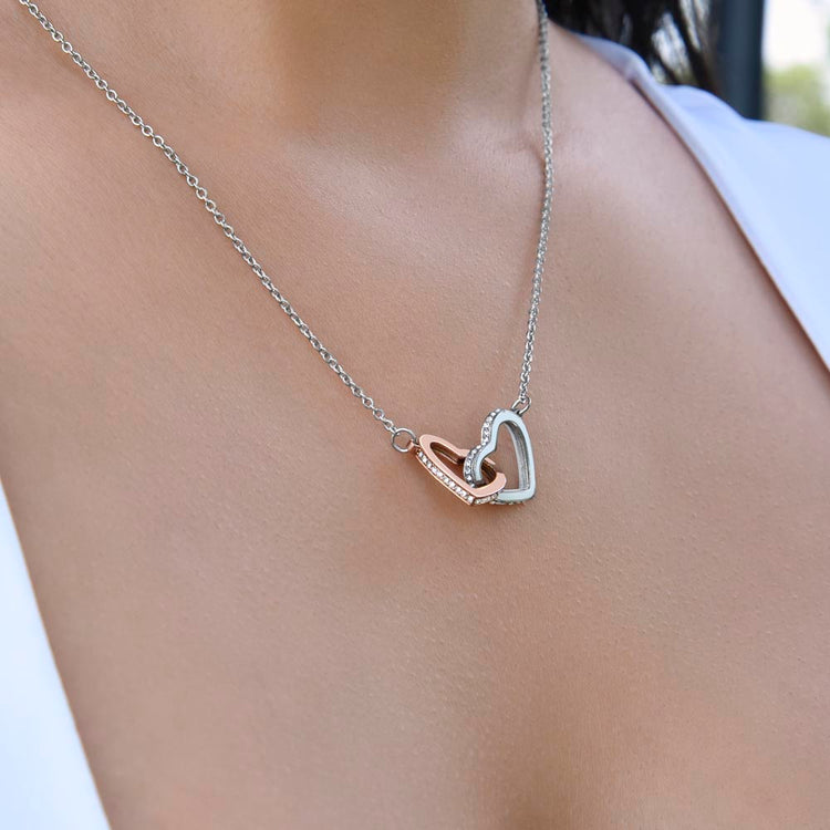 Personalised Interlocking Hearts Necklace with Red Rose Gold Silver Rose Gold