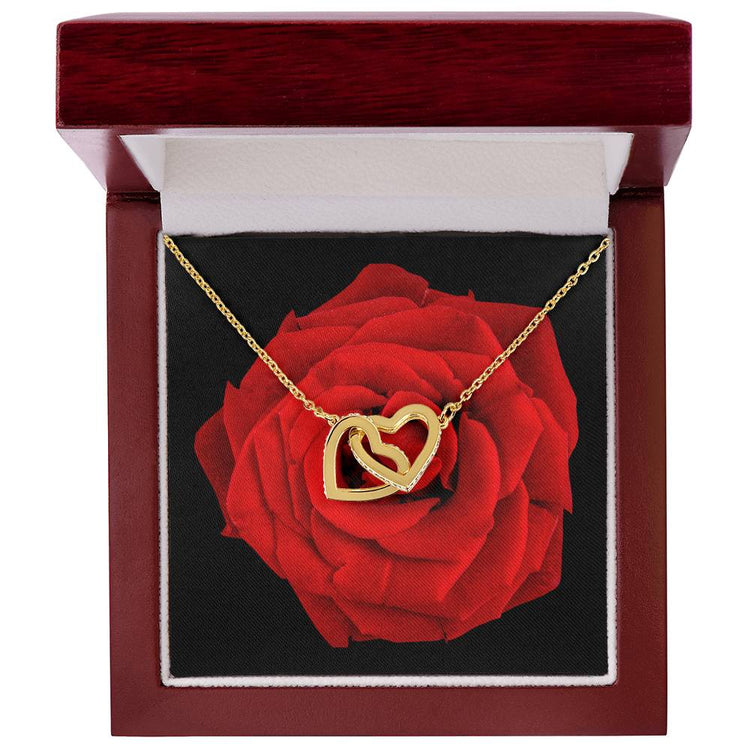 Personalised Interlocking Hearts Necklace with Red Rose Gold Silver Rose Gold