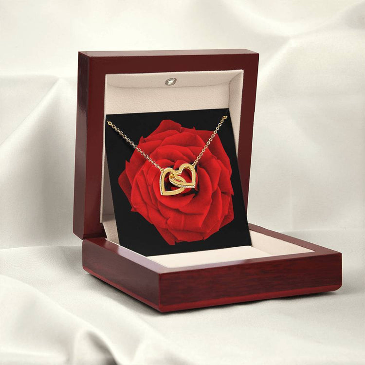 Personalised Interlocking Hearts Necklace with Red Rose Gold Silver Rose Gold