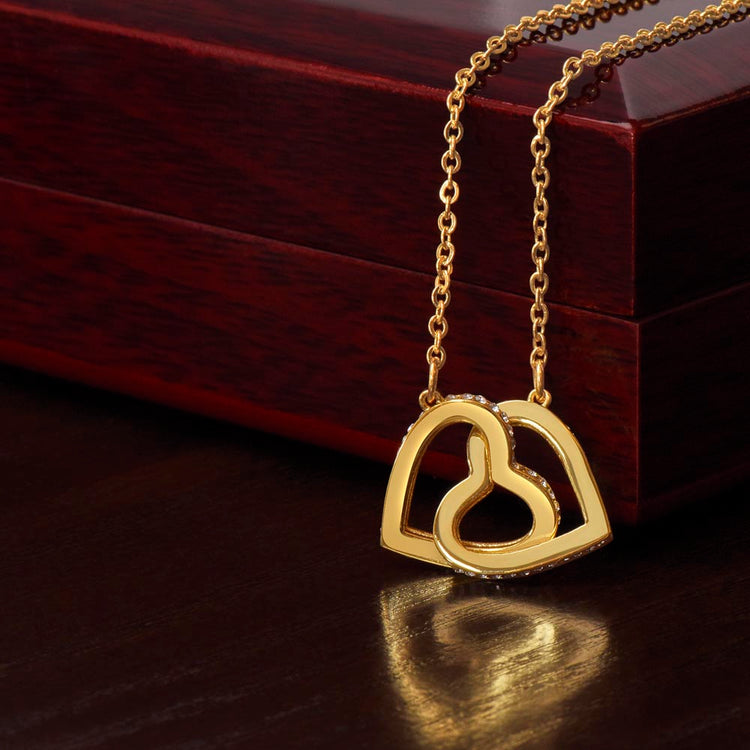 Personalised Interlocking Hearts Necklace with Red Rose Gold Silver Rose Gold